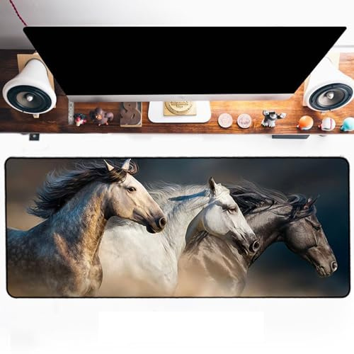 Hixingo 3D Pferd Mauspad XXL/XL/L, Gaming Mauspad, Mauspad mit Anti-Rutsch Gummiboden, Vernähte Kanten Mousepad, Mouse Pad für Büro, Zuhause (1000 * 500 * 3mm,Pferd)