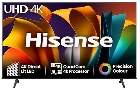Hisense 65 Inch 4K Smart TV 65A6NTUK - Dolby Vision, Game Mode PLUS with 60Hz VRR ALLM, Smooth Motion, AI Sports Mode, Vidaa OS with Freely, Youtube, Netflix and Disney+ & Now TV (2024 Model)