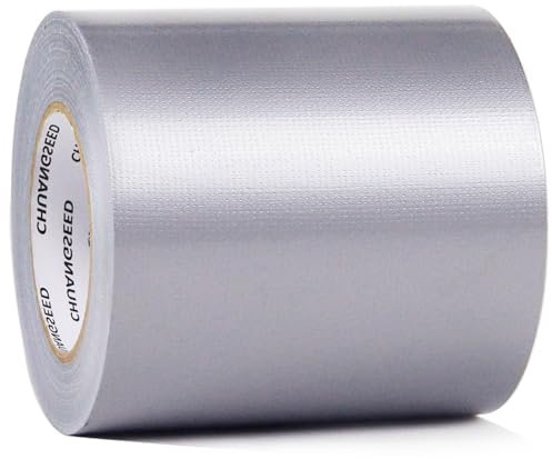 CHUANGSEED - Cinta adhesiva de tela resistente gris, 100 mm x 50 m, gaffer ancha plateada, cinta adhesiva americana de reparación de sellado, heavy duty duct tape slive,fixation,reparación de tiendas
