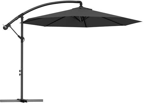 FIVMEN Sonnenschirm Ampelschirm mit Kurbel Alu Marktschirm Gartenschirm mit Ständer Balkon Schirm Sonnenschutz UV-Schutz Terrasse Garten Strand