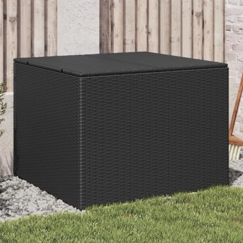 Homgoday Gartentruhe mit Deckel Gartenbox mit Stauraum Kissenbox Auflagenbox Aufbewahrungsbox Auflagentruhe Kissentruhe Terrassenbox Schwarz 291L Poly Rattan