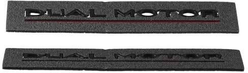 2Pcs Dual Motors Matte Black 3D Emblem Car Rear Trunk Decals Letter Tray Stickers Decor Car Accessories Compatible with Tesla Model 3 Y
