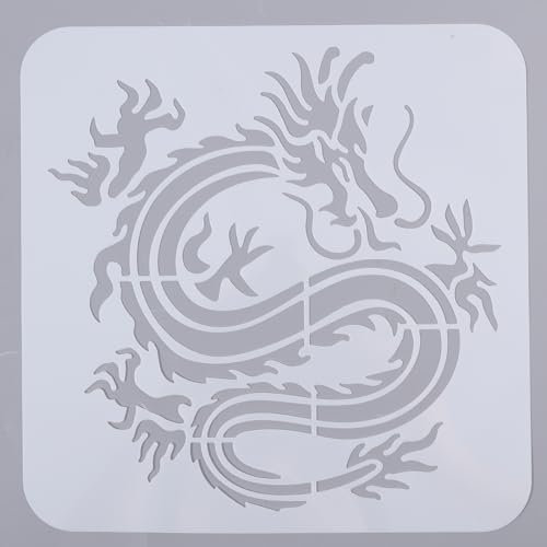 ORIGACH Chinesische Drachen Schablonen Zum Malen Auf Holzwänden Wiederverwendbare Große Orientalischem Drachen Malschablonen Für Stoff Leinwand Fenster Möbel Heimdekoration