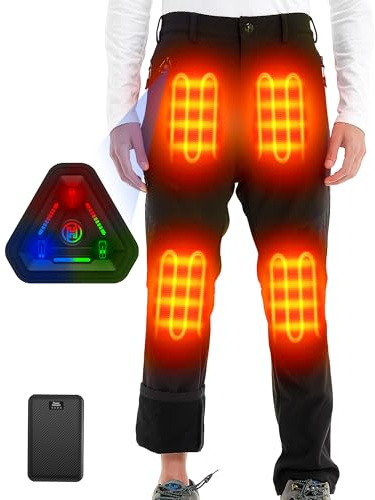CYCYHEAT Beheizbare Hose für Herren mit 16000mAh Akku und 4-in-1 Steuerung – wasserdichte Thermohose für Wandern (DE/NL/SE/PL, Alphanumerisch, XL, Regular, Regular, Schwarz)