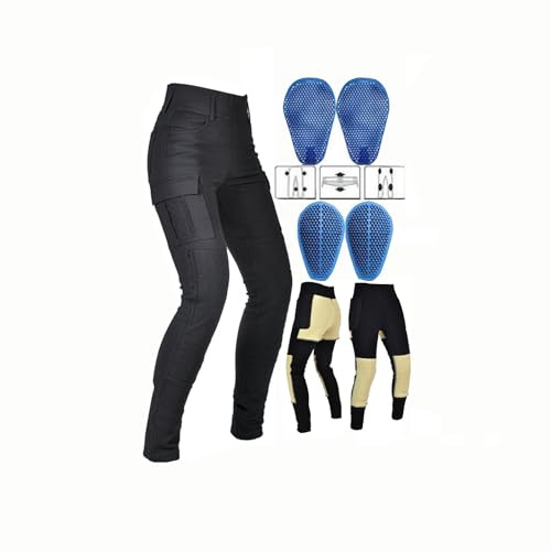 YXYMOTEFLY Pantalón Motociclista Anticaída Pantalones De Moto for Mujer Forro De Aramida/con Armadura CE Mejorada Elástico Y Transpirable(Small/28)