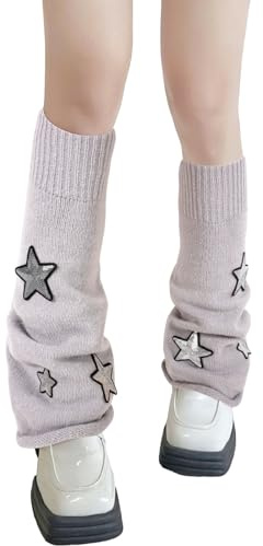 XEPST Estrella Calentadores Piernas Mujer, Disfraz años 80 Calcetines Kawaii Calentadores de Piernas Acampanados para Niñas Accesorios Góticos Harajuku Calcetines de Botas Japonesas