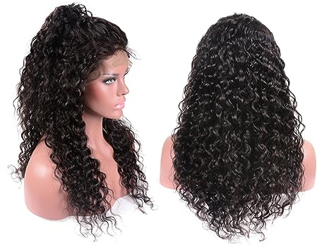 Kleine Lockige Front Lace Damenperücke mit Netzhaube, Schwarz | High Temperature Wire Ausführung, Natürlicher Look, für Halloween und Party Geeignet