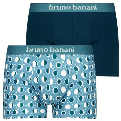 bruno banani 2er Pack Herren Boxershorts Unterhose Pants Moon Phase, Farbe:Blau, Größe:XL, Artikel:-4861 steinblau/hellblau Print/wasserblau