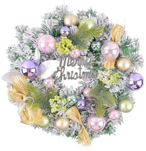 Luxuriöser Weihnachtskranz mit Schleife, dekoriert, mit Kugeln, eleganter Weihnachtskranz mit Festival-Ornament für drinnen