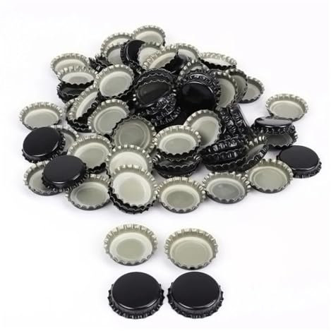 CLENEA 100 Pcs/Lot Caps 26mm Beer Bottle Cap Gold/Silver/Black Seal Cap Capping Bottling Caps For Beer Homebrew(Black)