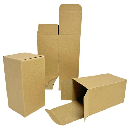 Festa Centro (5 x 5 x 10 cm) 50 Stück; braune Kraftpapier-Boxen; braune rechteckige Schachteln; Kartonschachtel mit Deckel, einfach zu montieren – Gastgeschenke für Geburtstage und Hochzeiten