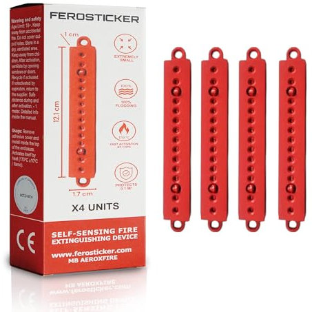 FEROSTICKER Small Automatic Fire Extinguisher – Non-Toxic, Compact & Maintenance-Free Household Fire Protection for Electric Boxes, Solar Generators, Vehicles, Lithium Batteries, Ship Cabins (4 Pack)