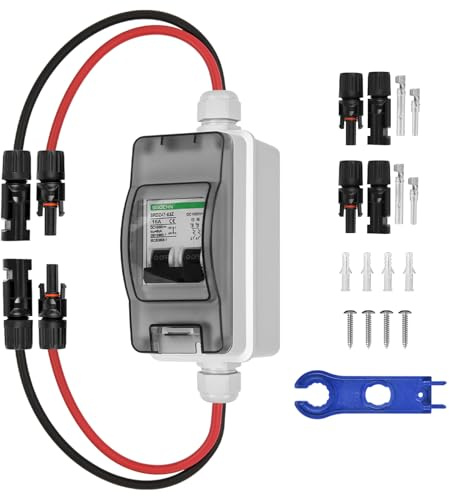 SROCHN Leistungsschalter PV DC, 2P 16A 1000V Trennschalter PV Anlage mit Solar-Steckerkabel IP65 Wasserdicht Trennschalter für Solar PV Anlage
