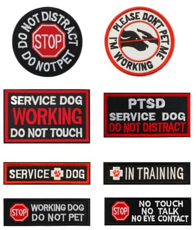 8 Stück Service Dog In Trainng Patches Emotionale Unterstützung Tiere Emblem Taktische Stickerei Hook and Loop Patches Applikationen Diensthunde,Arbeitshunde,Tiergeschirr,Führungshunde