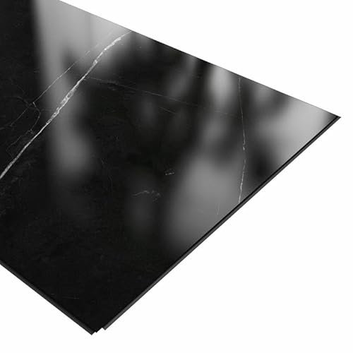 DECOON - Panneau Mural Douche SPC 90x260cm - Revêtement mural salle de bain - Facile et Rapide à installer, Etanche, Sans Joints - Effet Marbre Noir satiné - 2,34M2