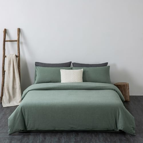 HAIBA Bettwäsche Bettbezug 180 x 200 cm Grün 100% Baumwolle | Kuschelig weicher Baumwolle Bettbezug mit Reißverschluss 4 Eckbänder Maschinenwaschbar für alle Jahreszeiten geeignet