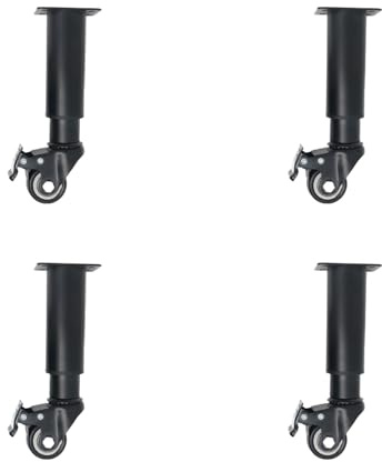 CHAKAE 4 patas de repuesto ajustables de metal para muebles con ruedas giratorias con frenos, ruedas giratorias duraderas, patas de mesa
