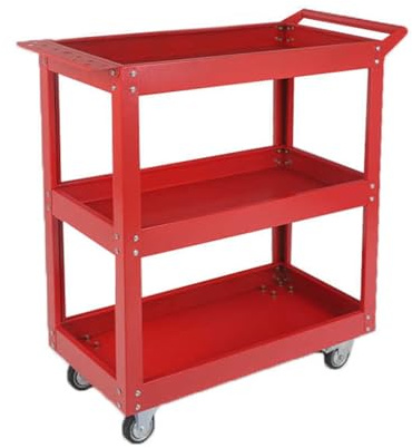 3-stufiger Werkzeugwagen, Aufbewahrungs-Organizer for schwere Beanspruchung, rollender Arbeitswagen, ergonomische Griffe for Garage, Werkstatt, Lager