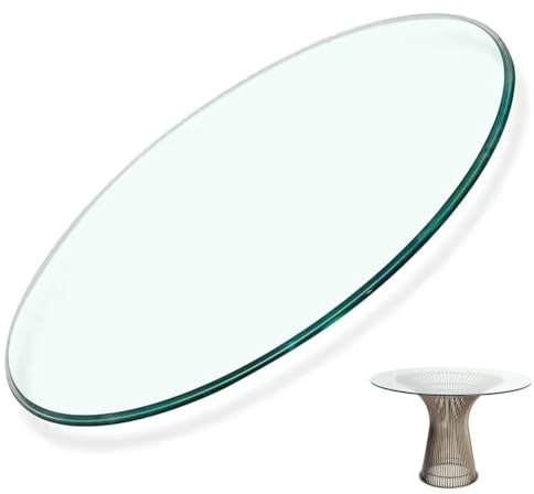 Mesa redonda de cristal templado de 60 a 120 cm, mesa de comedor de cristal transparente y jardín al aire libre (24 pulgadas) y elegante para muebles modernos