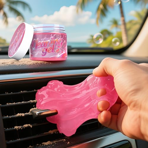 ASFSKY Car Cleaning Gel Universal Dust Cleaning Gel, Keyboard Cleaning Putty Slime Reusable Magic Sticky Dust Dirt Cleaner Soft Glue Gum Gel for Car Pc Cleaning (Red)
