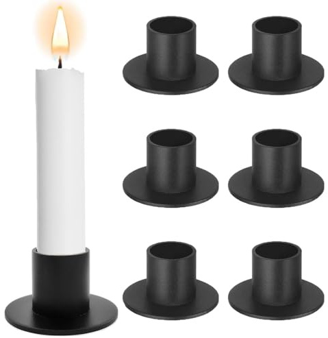 Uoimky Kerzenständer Schwarz, 6 Stück Retro Kerzenhalter für Stabkerzen Stabkerzenhalter Metal Matt Candlelight Dinner Stabkerzen Halterung für Hochzeit Weihnachten Party Esstisch Mantel Deko