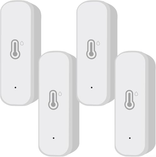 Hygrometer-Thermometer-Sensor, für Zigbee Temperatur- und Feuchtigkeitsüberwachungssensoren, selbstklebender, kabelloser Sensor mit intelligenten Warnungen, 4 Stück