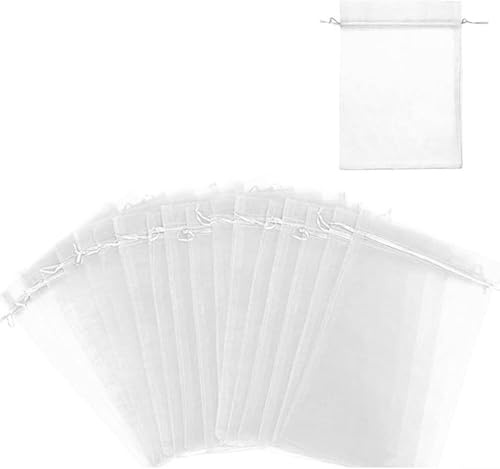 PURIAYA 100 PCS Fruit Protection Bags 10 × 15 cm, Reusable Organza Mesh Drawstring Bags, Garden Netting for Fruit Trees, Vegetables, Strawberries and Grapes, Insect Barrier Plant Protection Bags
