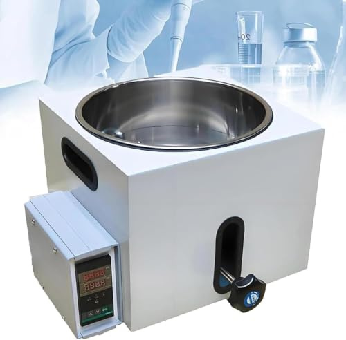 Bagno di acqua e olio da laboratorio, 5 l, riscaldatore digitale, controllo PID, precisione ± 1 °C, intervallo ambiente a 250 °C, compatibile con evaporatore rotativo reattore vetro chimico e