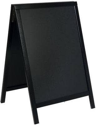 SECURIT - Lavagna Da Terra Woody Bifacciale In Legno Di Pino - Per Pennarelli A Gesso Liquido - Per Caffè, Ristoranti, Bar, Negozi - 55x85 cm - Colore Nero