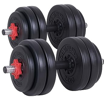 Train Hard Kurzhanteln 2er Set Kunststoff – Hantelset, Hanteln, Hantelstangen, Gewichte und Sternverschlüsse gerändelt 30/31mm