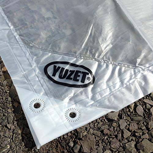 Yuzet 1.8m x 2.4m Clear Tarpaulin Heavy Duty Ribbed Sheet Market Stall Cover XT Extra tough tarpaulin, ideal for camping hiking garden furniture cover log stores and more