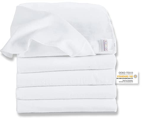 MAKIAN Moltontücher Set 80x80 cm - 5 Stück super weiche Baby Spucktücher/Molton Windel (100% Baumwolle) - Oeko-TEX® Standard 100, Kochfest bei 95° C Baumwolltücher Flanell Tücher - Weiß