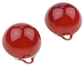 c-c Damen Ohrclip Edelstein CARNEOL rot/Cabochon rund in 14mm Durchmesser/Sterling Silber 925/000