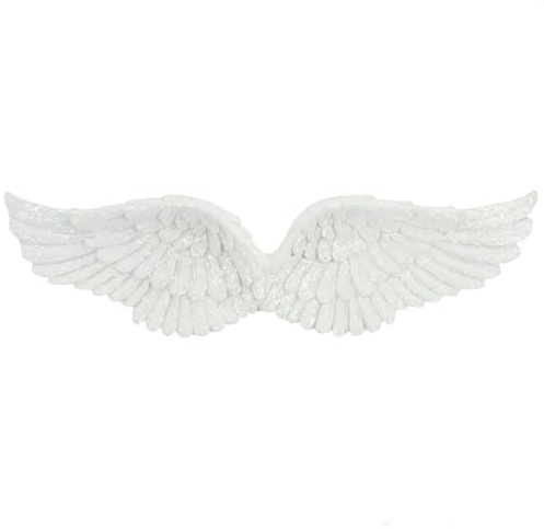 Stunning White Resin Glitter Hanging Angel Wings - 7cm x 28cm (1 Pc.) - Elegant & Unique Design, Great Gift or Personal Keepsake - Perfect Home Decor