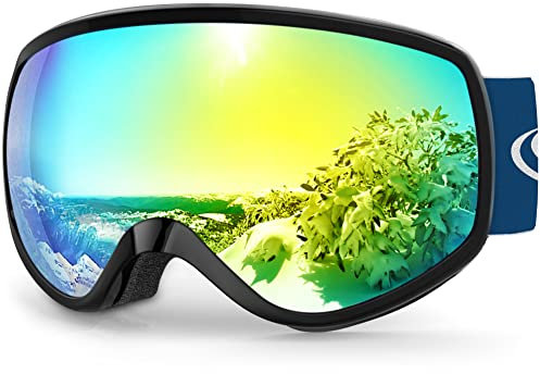 Findway Skibrille Kinder, Snowboardbrille Helmkompatible Schneebrille Verspiegelt 100% UV-Schutz Anti-Nebel Kinder Skibrille für Jungen Mädchen 3-12 Jahre Skifahren Skaten Snowboarden