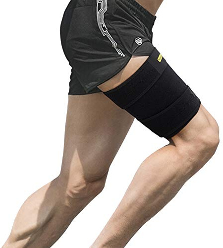 Yosoo Health Gear Musleras para Hombre, Neopreno Soporte para Muslo, Adjustable Muslera Soporte de Isquiotibiales con Tiras Antideslizantes, Alivio del Dolor para Cadera Ingle Isquiotibiales Tensos