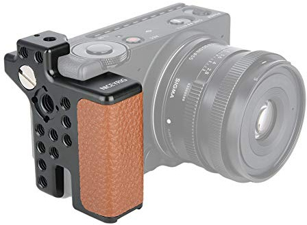 NICEYRIG Seitengriff aus Leder, Rutschfester Griff für Sigma FP-Kamera, mit 0,6 cm (1/4 Zoll) 3/8 Zoll Gewindebohrungen | Mit 1/4 Zoll ARRI 1 cm Gewindelöchern