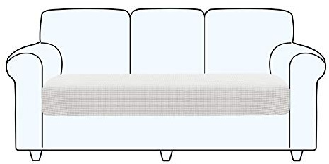 TAOCOCO Funda de cojín de Asiento de sofá, Funda Asiento Sofa Elástica, Ajustable, Lavable, Asiento de Tela de Poliéster, Suave y Cómodo(Blanco, 3 Plazas)