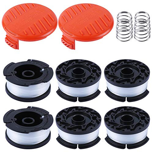 eHanasaku 10 Pack Strimmer Spool and Line for BLACK+DECKER POWERCONNECT Strimmer, Autofeed Strimmer Nylon Wire for BLACK+DECKER STC1820PC-GB AF-100 ST5530-GB GLC3630L20-GB (6 Wire+2 Cap+2 Spring)