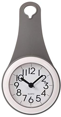 Baduhr Zum Hängen Badezimmeruhr Zum Aufhängen Bad Wanduhr Wasserdicht Rollbare Leise Quarz Anhänger Uhr Stumm Wanduhr zum Aufhängen Robe Handtuch Schlüssel Grau