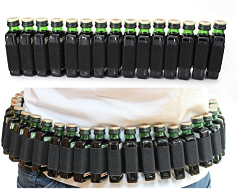 Ravary® | Schnaps Klopfer Gürtel Halter M | Shot Patronengürtel | 20 Slots | Für Jägermeister | Schnapsgürtel, Junggesellenabschied, Partygeschenk, Karneval