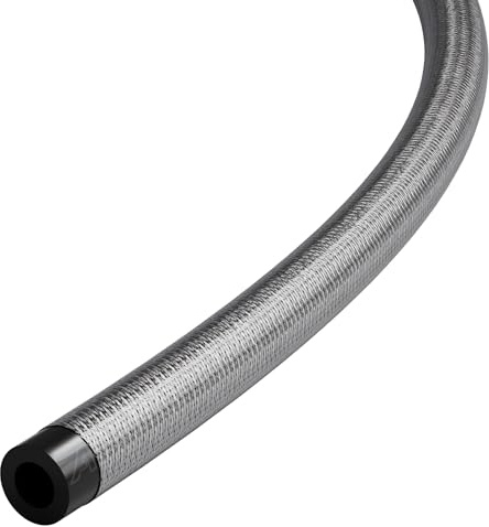 8mm (5/16 Inch) Stainless Steel Overbraided Rubber Fuel Oil Water Coolant Radiator Braided Hose 2 Metre Silver