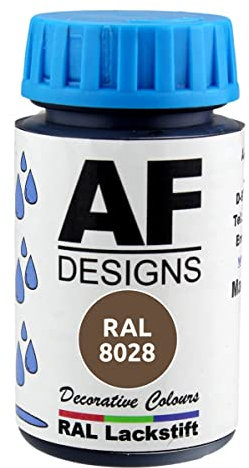 Alex Flittner Designs Vernice per vernice RAL 8028, colore marrone scuro, 50 ml, in legno, metallo, per mobili, bagno, vernice per ritoccare