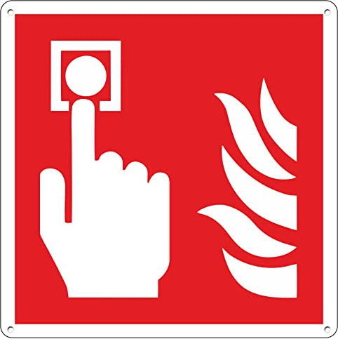BRANDALARM-TASTE | Notfall und Sicherheit aus Aluminium-Metall-Dibond, 3 mm dick Cm 14,5x14,5