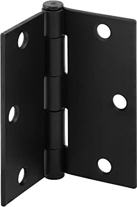 Prime-Line U 1150283 Residential Smooth Pivot Door Hinge, 3-1/2 in. x 3-1/2 in. with Square Corners, 3 Holes per Leaf with Screws, Matte Black Finish, Steel, .087 in. Gauge (3 Pack)