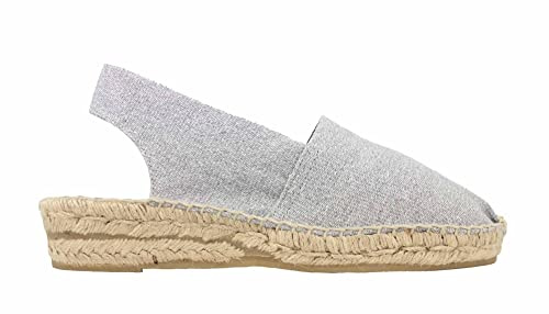 ALPARGATUS Espadrilles destalonadas avec compensé bas fabriquées à la main en Espagne, gris, 41 EU