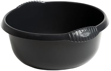 Aurora - High Grade Plastic 32cm Round Washing Up Bowl Kitchen Sink, Basin Mixing & Tidy Organizer with 7L Capacity. - Midnight (Darkish Grey)
