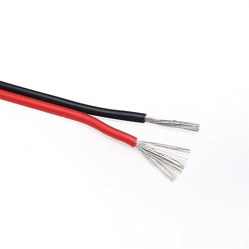 Hauptleitung Fest UL2468 2-poliger elektrischer Kupferdraht, 2 m/5 m/10 m, 28 26 24 22 20 18 16 AWG, PVC-isolierte Doppeladern, LED-Lampenkabel, schwarz, rot Verbinder Webstuhl (Size : 5m, Color : 2