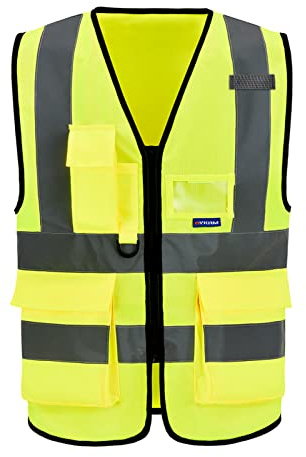 AYKRM 21 Farben Sicherheitsweste Warnweste Reflektierendes WarnschutzWeste Warnweste mit Reflektorstreifen mit Reißverschluss und Taschen Arbeitsweste