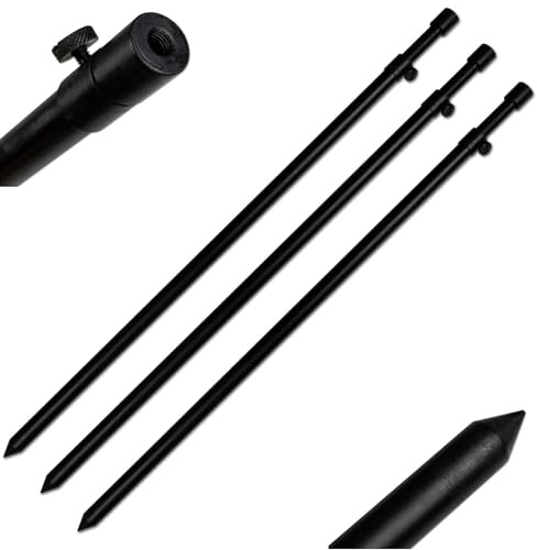 A&N 3 Stück Rutenhalter Bankstick Alu 80-140cm 19/16mm schwarz